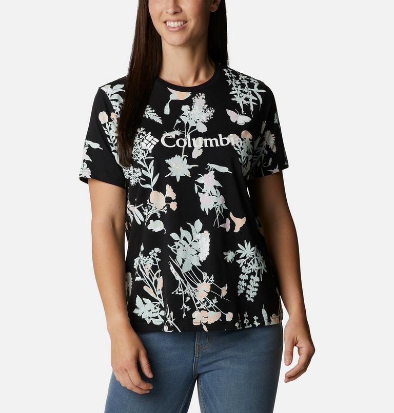 Women’s North Cascades Casual Printed T-Shirt, Color: Black Radical Botanical, image 1