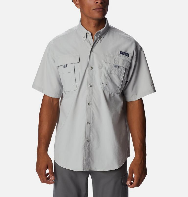 Men's PFG Bahama Icon Short Sleeve Shirt, Color: Cool Grey Carey Chen Marlin, image 1