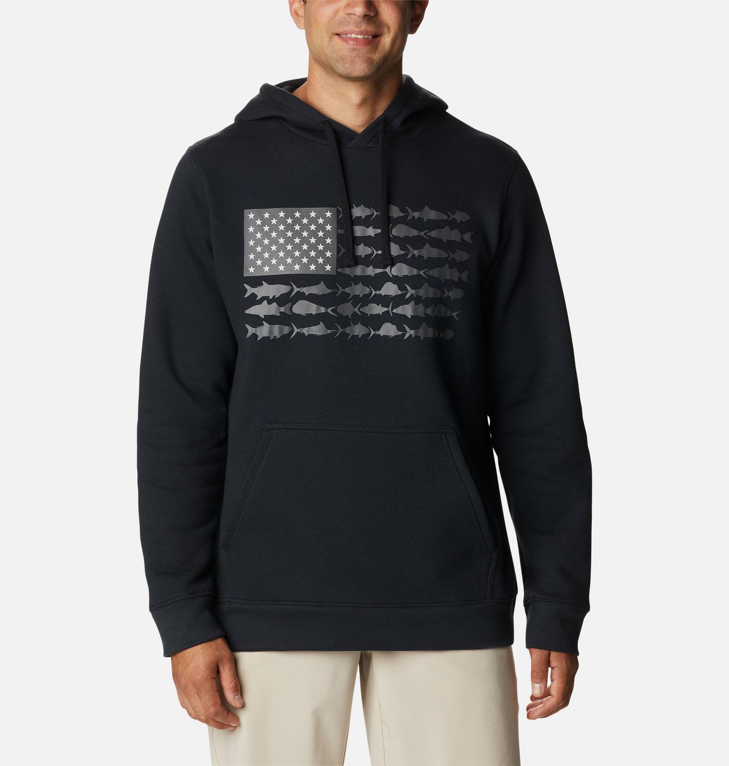 Мужское худи Columbia PFG Fish Flag II, цвет: Чёрный / Графитовый — фото 1