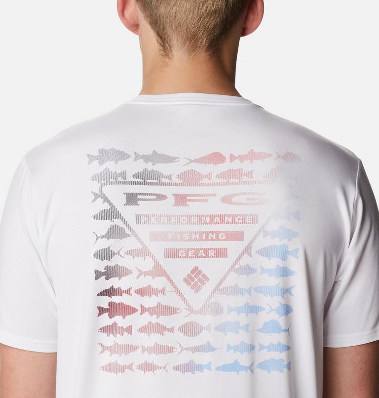 Men's PFG Triangle Fill Technical T-Shirt, Color: White, PFG Elements Graphic, image 5
