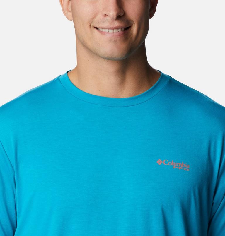 Men's PFG Triangle Fill Technical T-Shirt, Color: Ocean Teal, PFG Elements Graphic, image 4