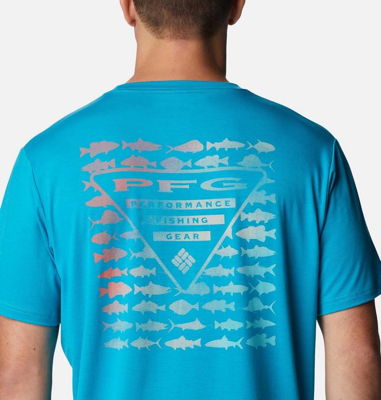 Men's PFG Triangle Fill Technical T-Shirt, Color: Ocean Teal, PFG Elements Graphic, image 5