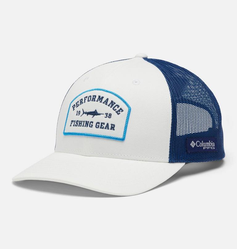 PFG Patch Mesh Snap Back - High | 101 | O/S, Color: White, Carbon, Marlin Patch, image 1
