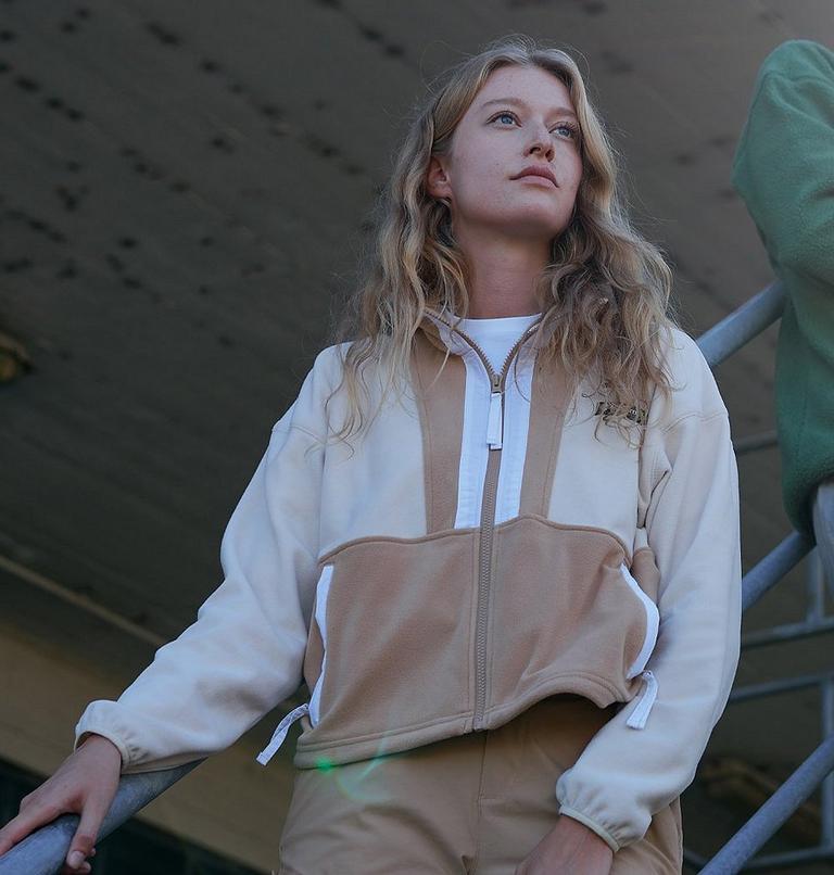 Women’s Back Bowl Casual Fleece Jacket, Color: Chalk, Canoe, White, image 9