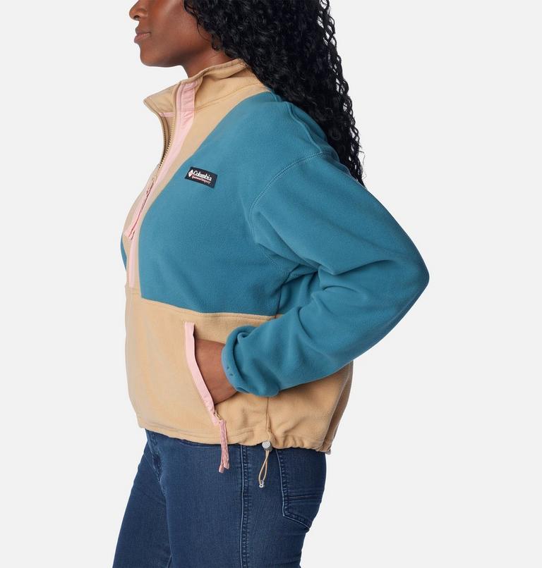 Women’s Back Bowl Casual Fleece Jacket, Color: Cloudburst, Canoe, Salmon Rose, image 3