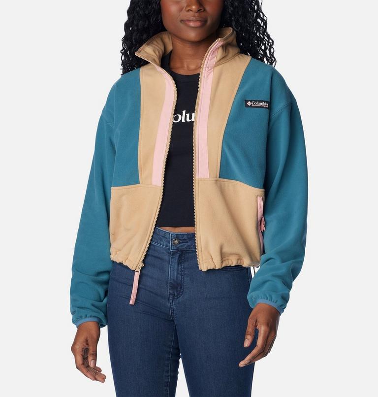 Women’s Back Bowl Casual Fleece Jacket, Color: Cloudburst, Canoe, Salmon Rose, image 7