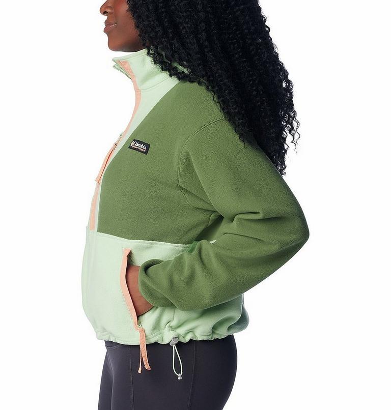Women’s Back Bowl Casual Fleece Jacket, Color: Canteen, Sage Leaf, Apricot Fizz, image 3
