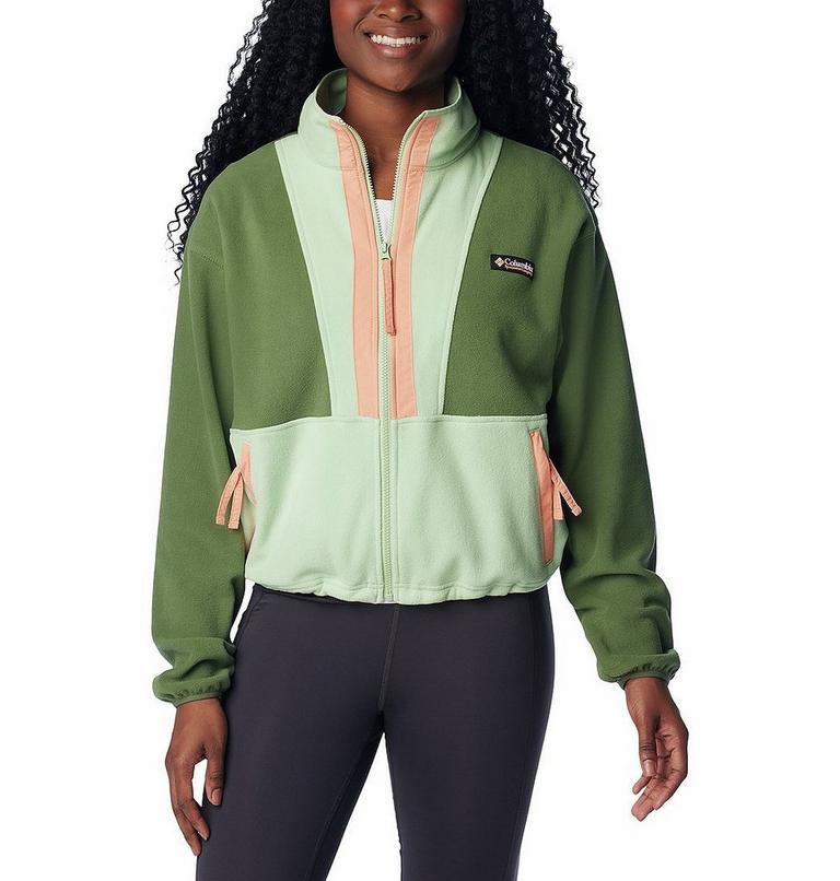 Women’s Back Bowl Casual Fleece Jacket, Color: Canteen, Sage Leaf, Apricot Fizz, image 1