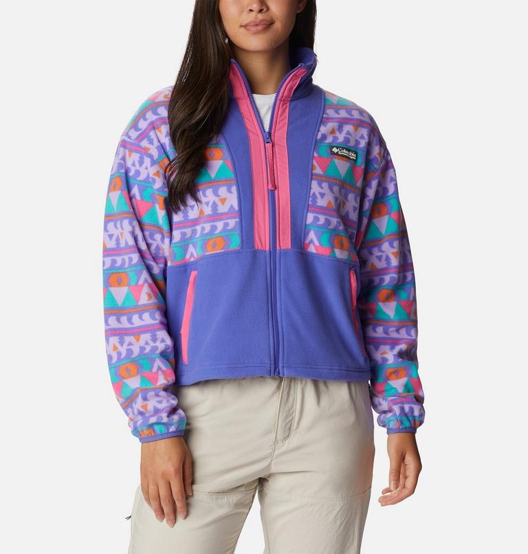 Women’s Back Bowl Casual Fleece Jacket, Color: Purple Lotus, Camp Blanket, image 1