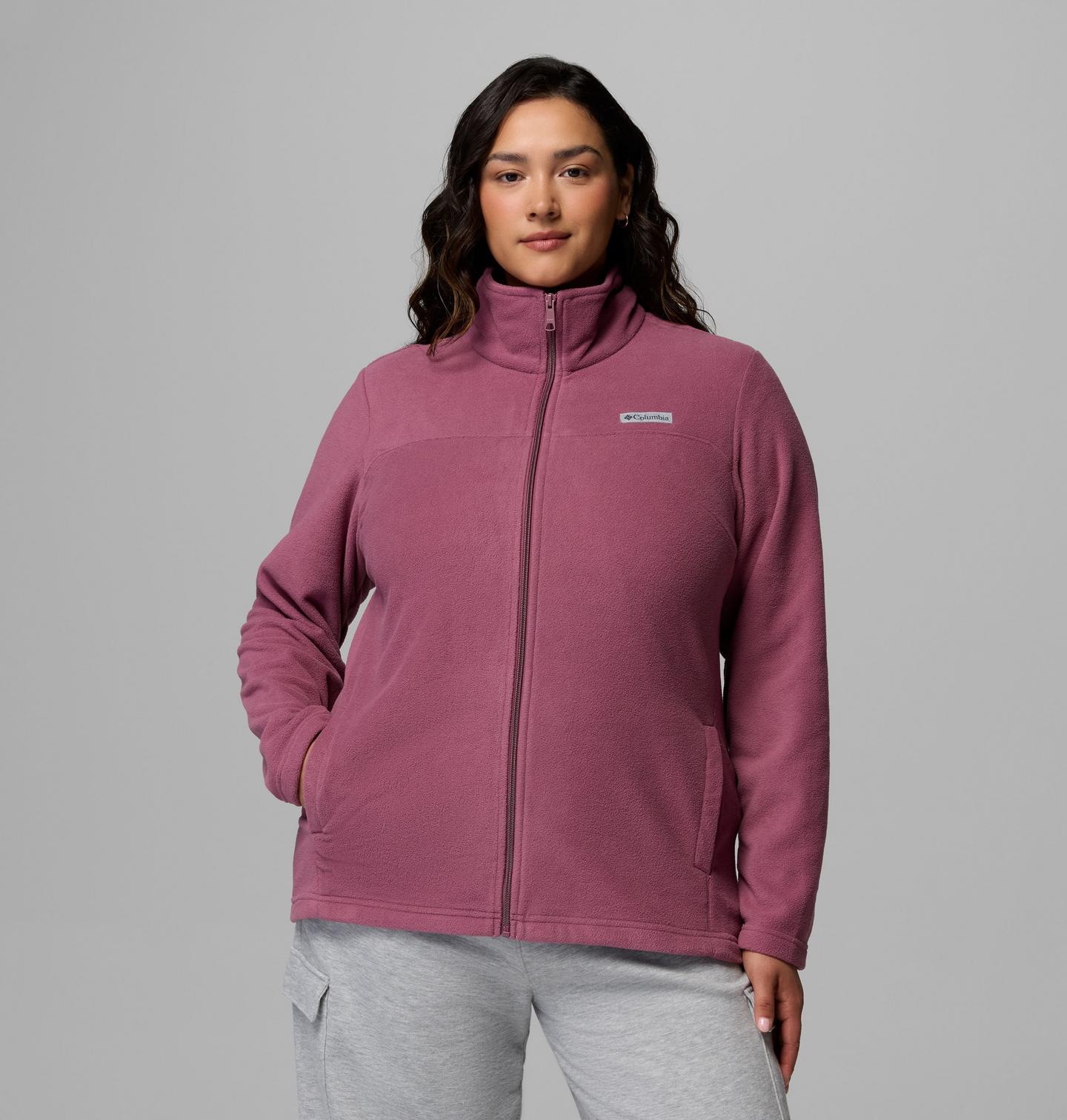 Женская куртка Columbia Castle Dale Full Zip Fleece Jacket - Plus Size, цвет: Состаренный розовато-лиловый — фото 1