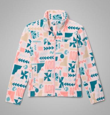 Youth Castle Dale Printed Fleece Jacket, Color: Satin Pink Outerbounds, image 3
