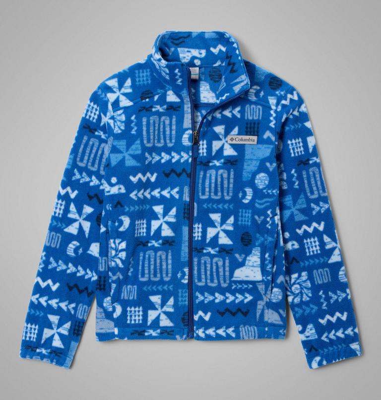 Boys' Castle Dale Printed Full Zip Fleece, Color: Mountain Blue Outerbounds, image 1