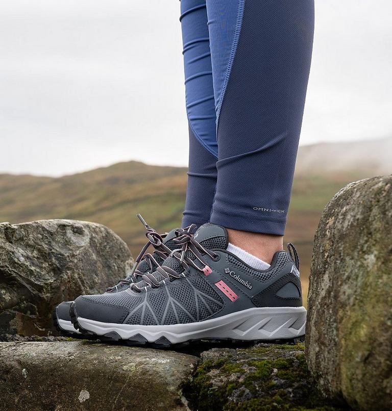 Women's Peakfreak II Outdry Waterproof Hiking Shoe, Color: Graphite, Salmon Rose, image 10