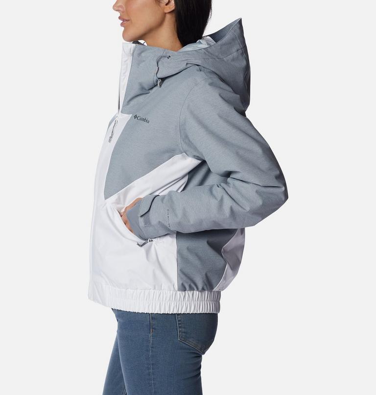 Chaqueta con capucha y aislamiento Oso Mountain para mujer, Color: White, Tradewinds Grey, image 3