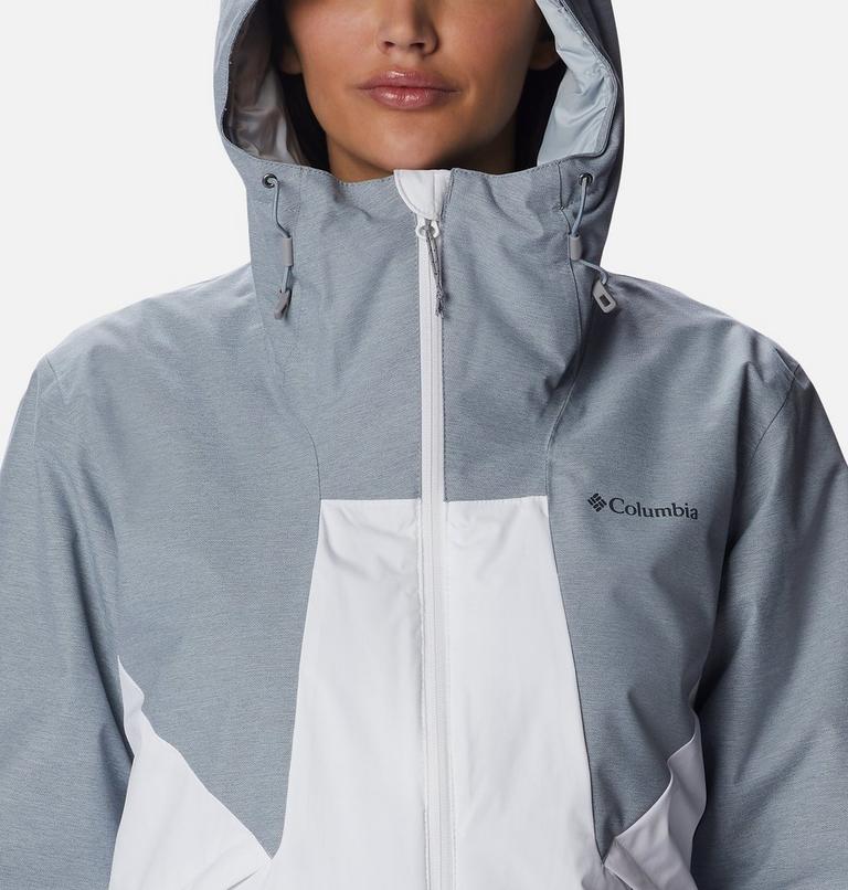 Chaqueta con capucha y aislamiento Oso Mountain para mujer, Color: White, Tradewinds Grey, image 4