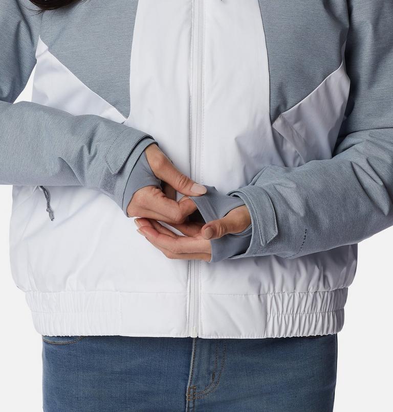 Chaqueta con capucha y aislamiento Oso Mountain para mujer, Color: White, Tradewinds Grey, image 7