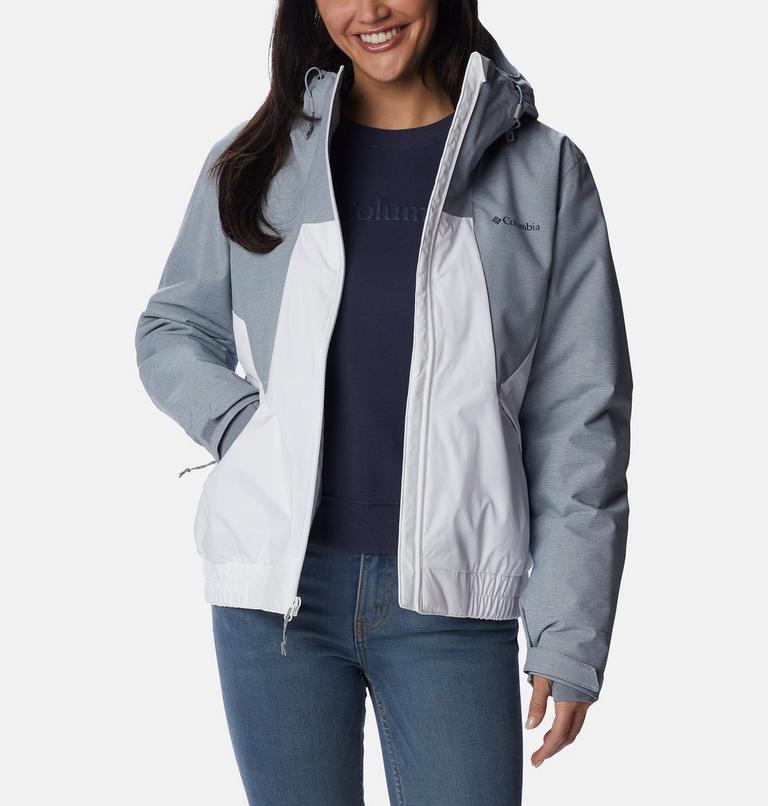 Chaqueta con capucha y aislamiento Oso Mountain para mujer, Color: White, Tradewinds Grey, image 8