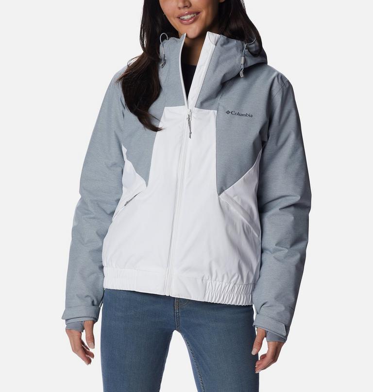 Chaqueta con capucha y aislamiento Oso Mountain para mujer, Color: White, Tradewinds Grey, image 1