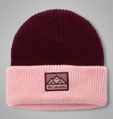 Unisex Youth Whirlibird Cuffed Beanie, Color: Rich Wine, Satin Pink, Mountains, image 1