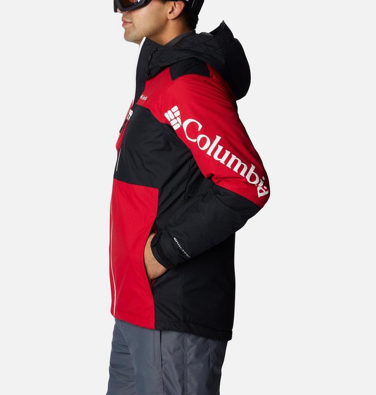 Men's Timberturner II Waterproof Ski Jacket, Color: Mountain Red, Black, image 3