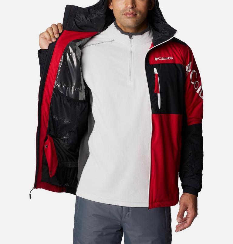 Men's Timberturner II Waterproof Ski Jacket, Color: Mountain Red, Black, image 5