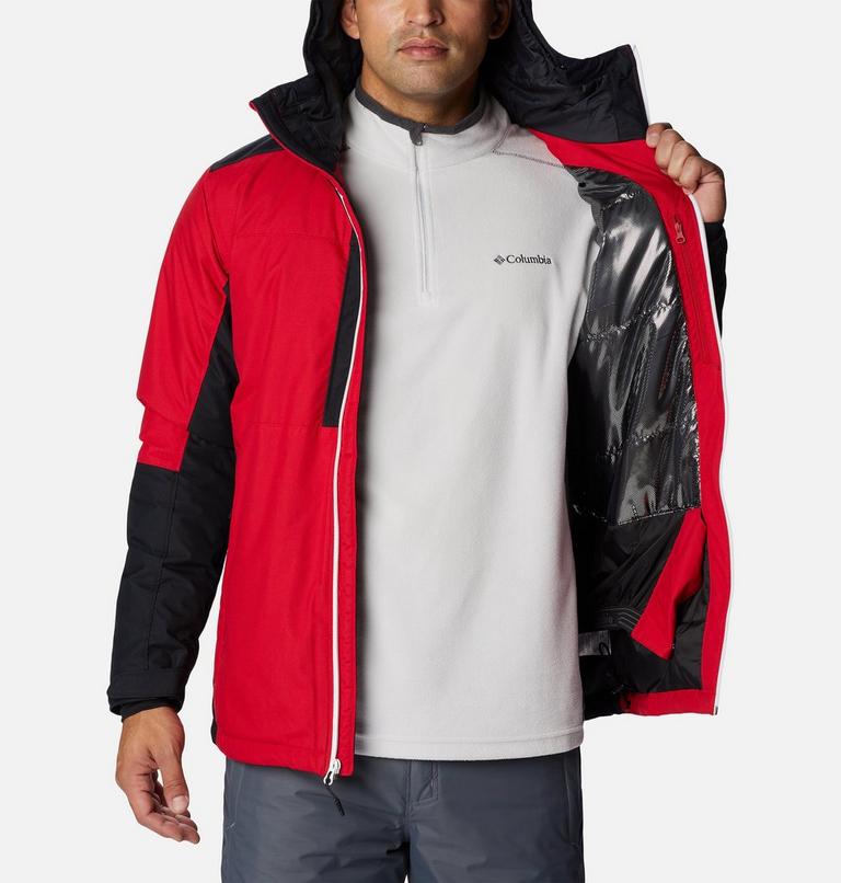 Men's Timberturner II Waterproof Ski Jacket, Color: Mountain Red, Black, image 6