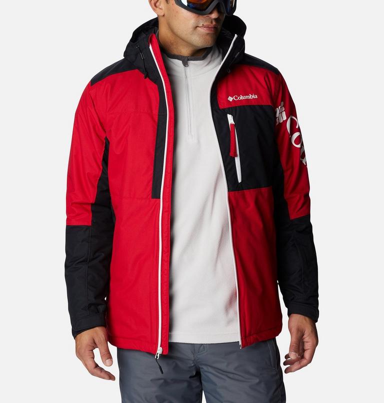 Men's Timberturner II Waterproof Ski Jacket, Color: Mountain Red, Black, image 10