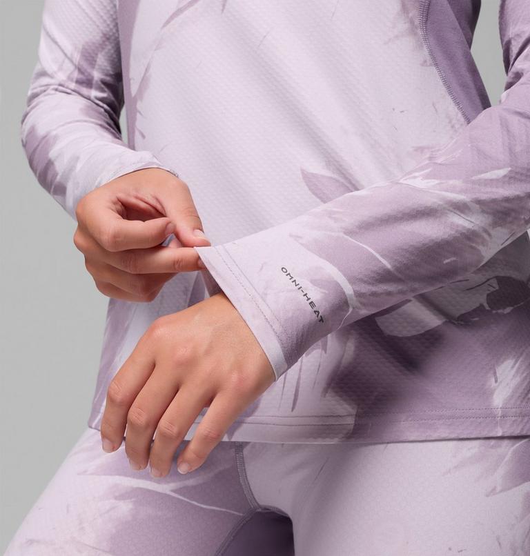 Women's Omni-Heat Infinity Knit Baselayer Crew, Color: Shale Purple Snowflight Tonal, image 7