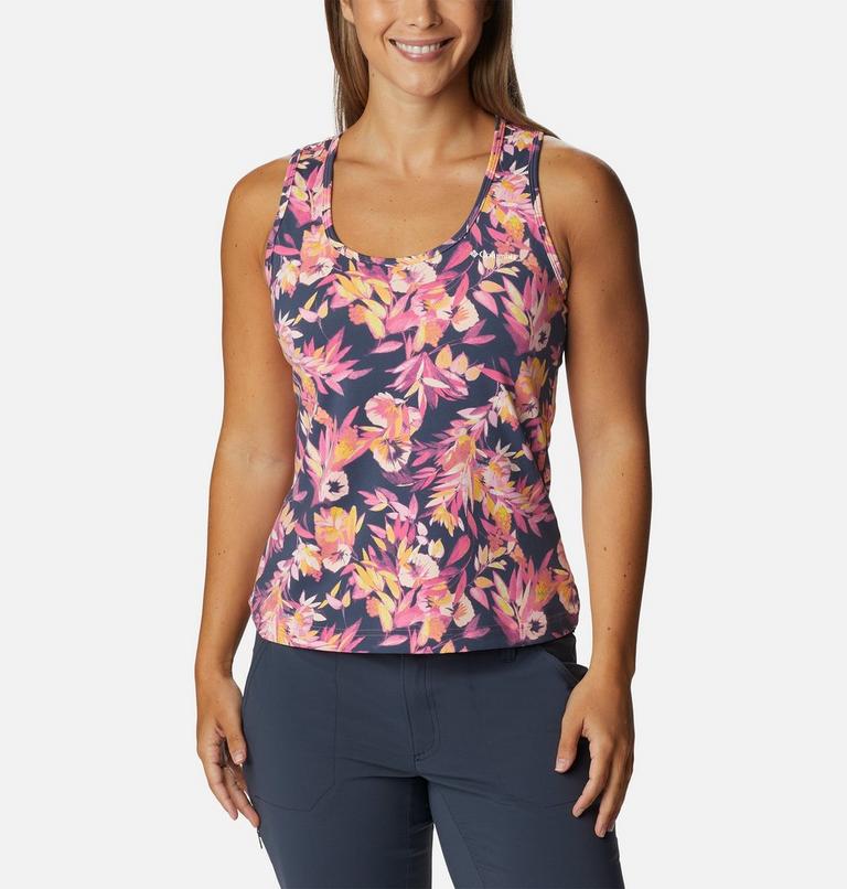 Women's Hike Performance Tank, Color: Wild Geranium Wisterian, White Logo, image 1