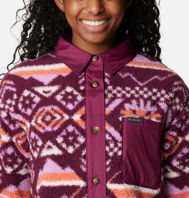 Women's West Bend Fleece Shirt Jacket, Color: Marionberry Checkered Peaks, image 4