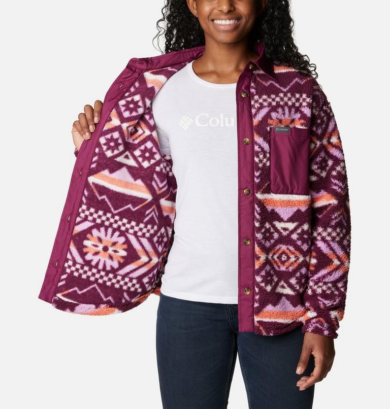 Women's West Bend Fleece Shirt Jacket, Color: Marionberry Checkered Peaks, image 5