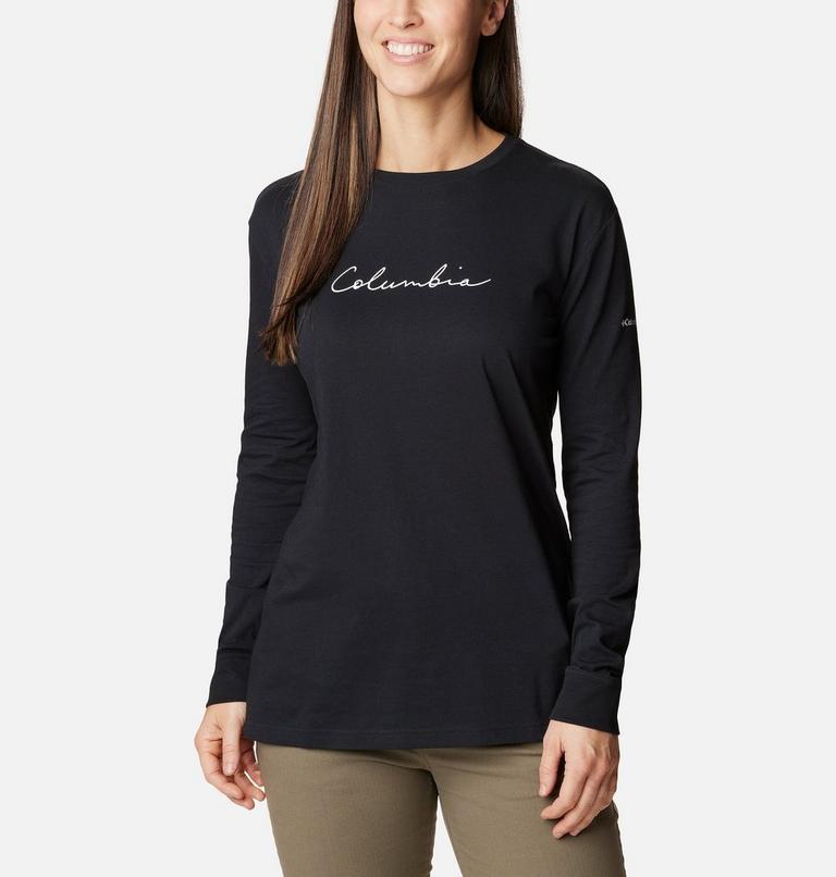 Women's North Cascades Long Sleeve T-shirt, Color: Black, Simply Scripted, image 1