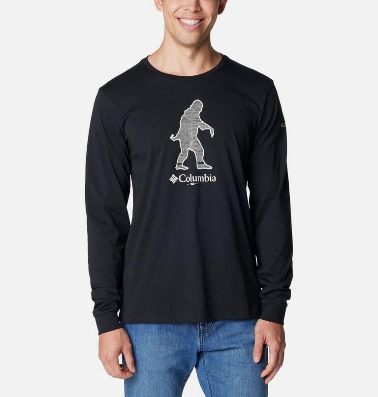 Men's CSC Seasonal Logo Long Sleeve Organic Cotton T-Shirt, Color: Black, Sasquatch Graphic, image 1