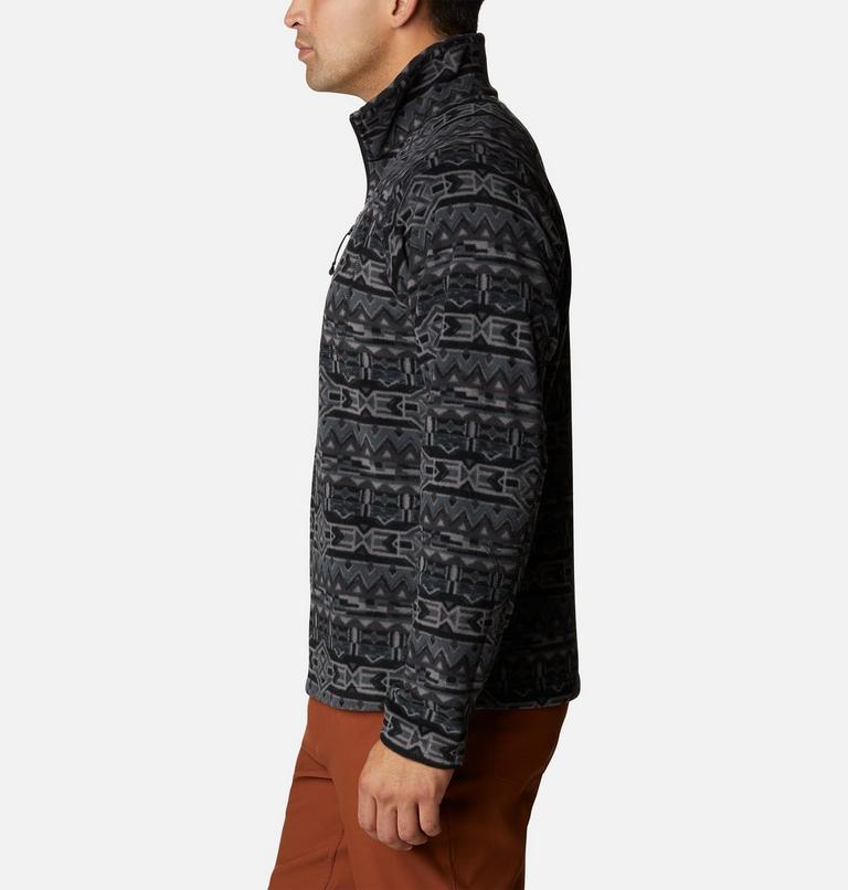 Men's Fast Trek Printed Half Zip Fleece, Color: Black 80s Stripe Print, image 3