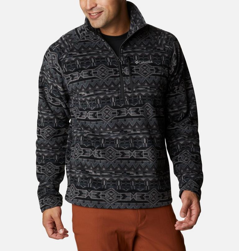 Men's Fast Trek Printed Half Zip Fleece, Color: Black 80s Stripe Print, image 5