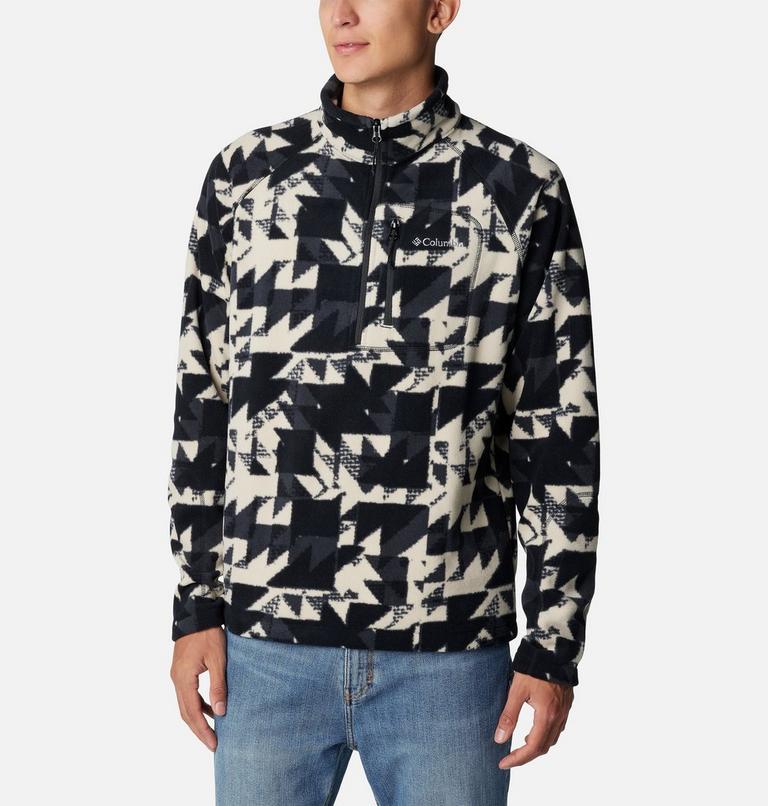 Men's Fast Trek Printed Half Zip Fleece, Color: Black Quilted Print, image 5