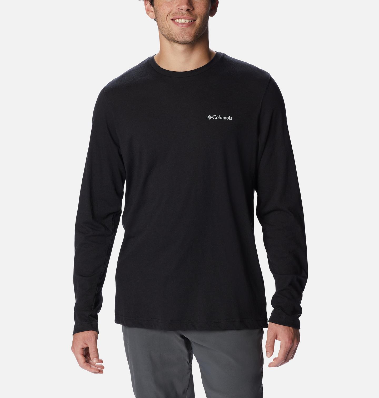 Мужская рубашка Columbia Thistletown Hills Long Sleeve Crew Shirt - Tall, цвет: Чёрный — фото 1