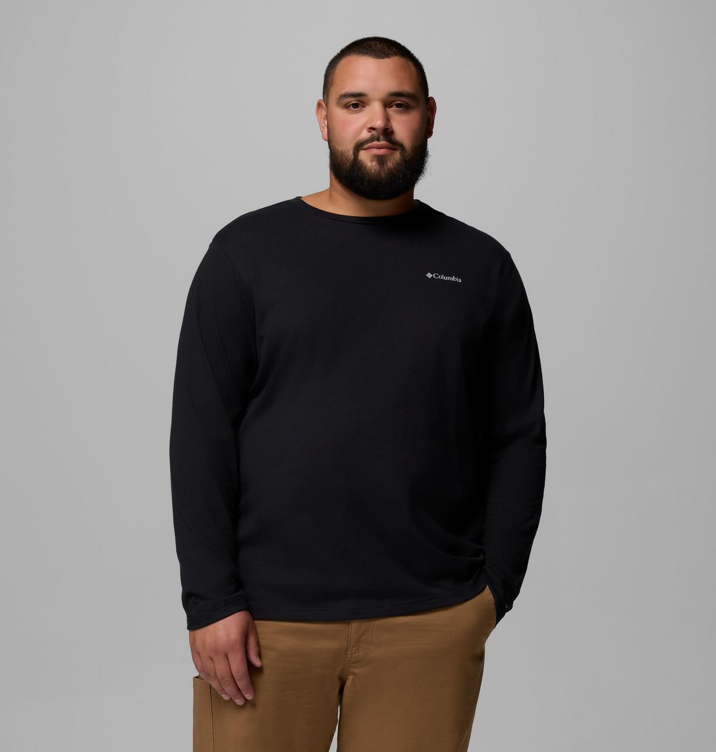 Мужская рубашка Columbia Thistletown Hills Long Sleeve Crew Shirt - Big, цвет: Чёрный — фото 1