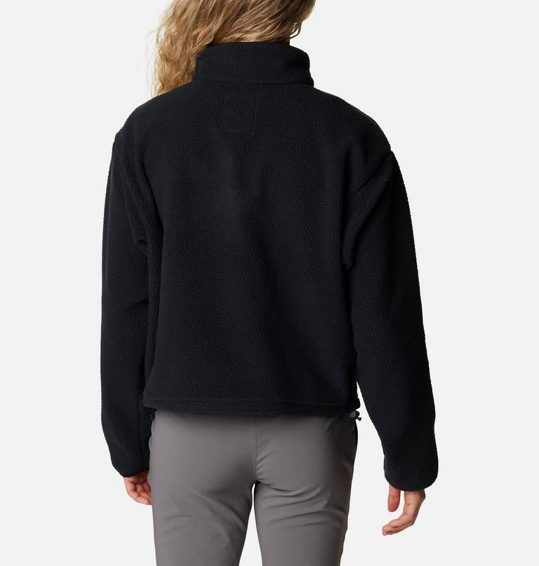 Women's Helvetia Cropped Half Snap Fleece, Color: Black, image 2