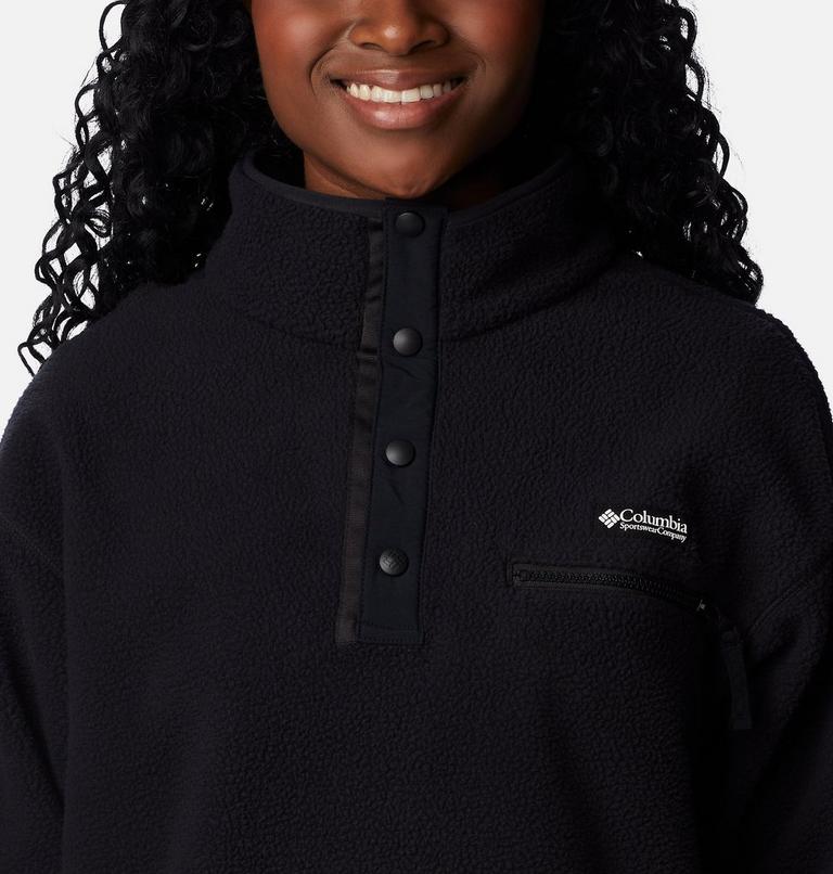 Women's Helvetia Cropped Half Snap Fleece, Color: Black, image 4