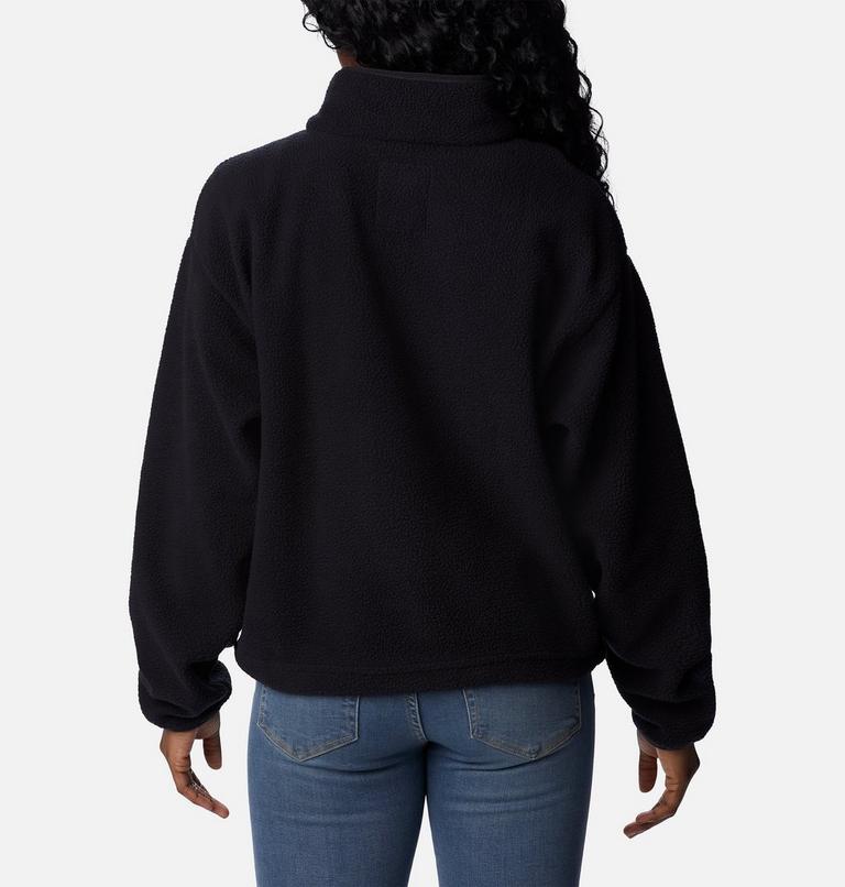Women's Helvetia Cropped Half Snap Fleece, Color: Black, image 2