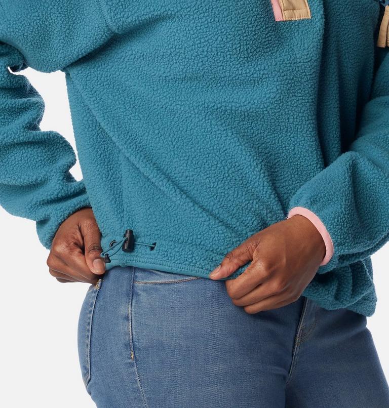 Women's Helvetia Cropped Half Snap Fleece, Color: Cloudburst, Canoe, Salmon Rose, image 5