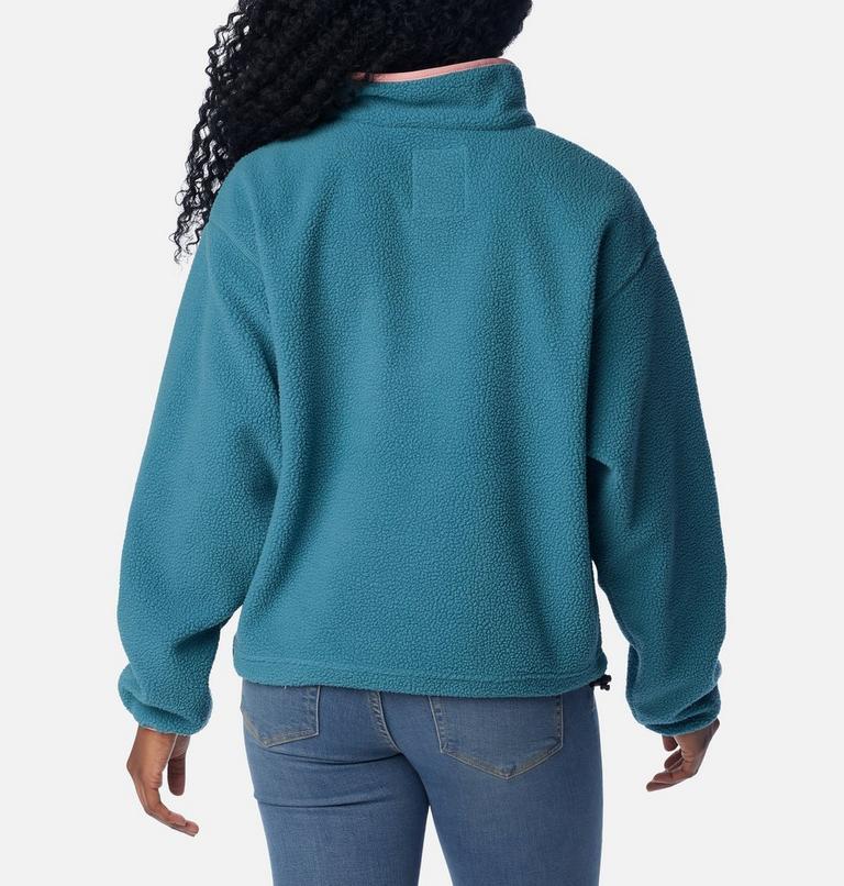 Women's Helvetia Cropped Half Snap Fleece, Color: Cloudburst, Canoe, Salmon Rose, image 2