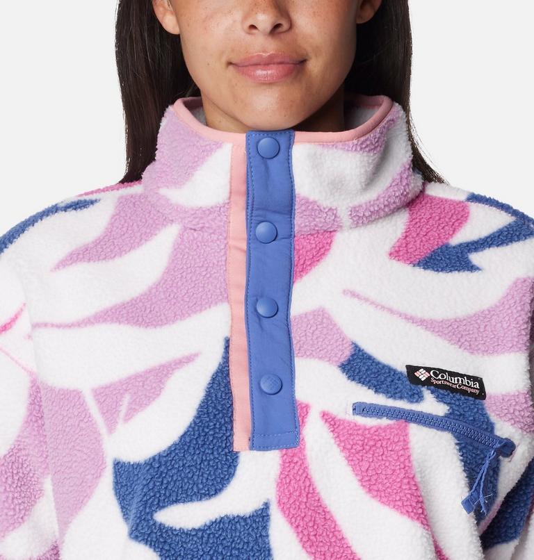 Women's Helvetia Cropped Half Snap Fleece, Color: Cosmos Floristic Print, Eve, Salmon Rose, image 4