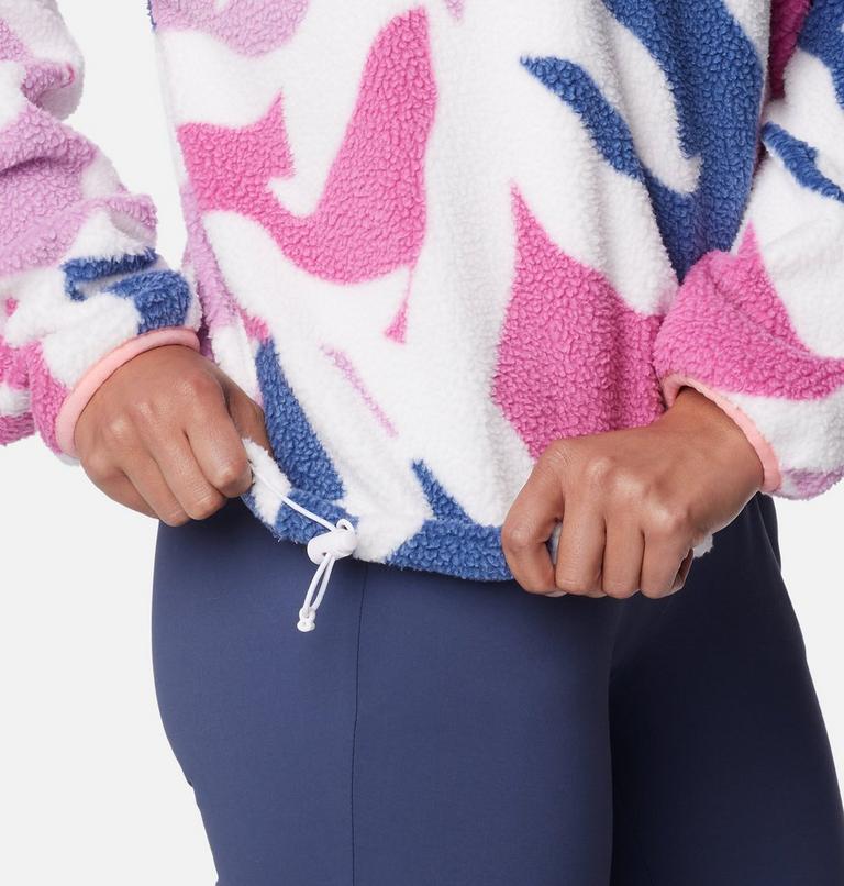 Women's Helvetia Cropped Half Snap Fleece, Color: Cosmos Floristic Print, Eve, Salmon Rose, image 5