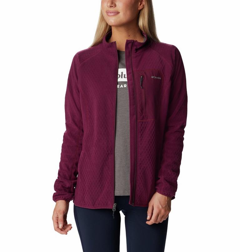 Women's W Outdoor Tracks Technical Fleece Jacket, Color: Marionberry, Aura, image 7