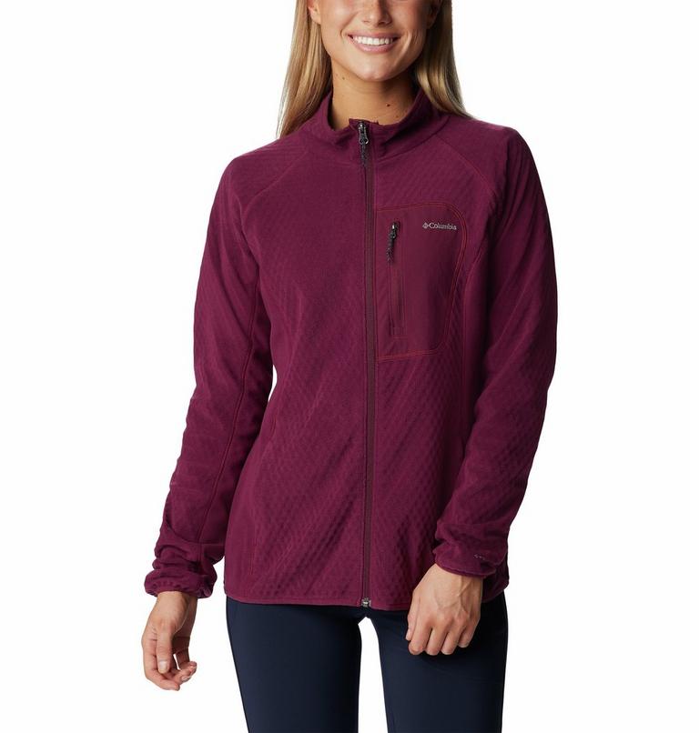 Women's W Outdoor Tracks Technical Fleece Jacket, Color: Marionberry, Aura, image 1