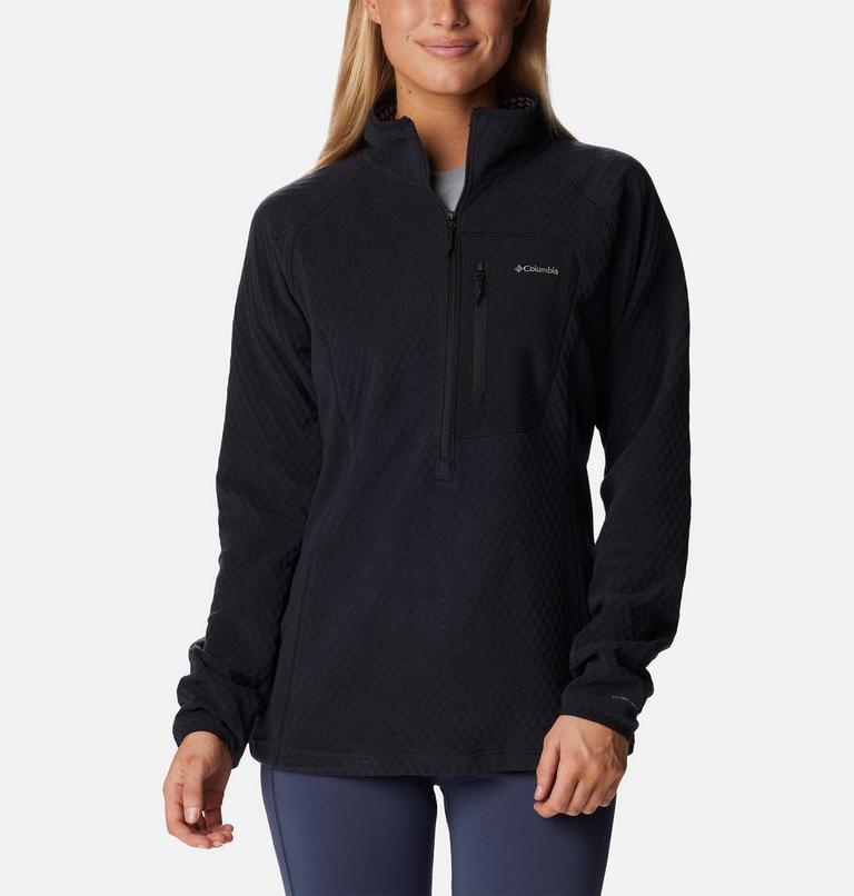 Women's W Outdoor Tracks Half Zip Fleece Technical Pullover, Color: Black, image 1