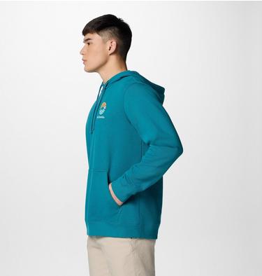 Men's Columbia Trek Graphic Hoodie, Color: River Blue, Circular Linescape, image 3