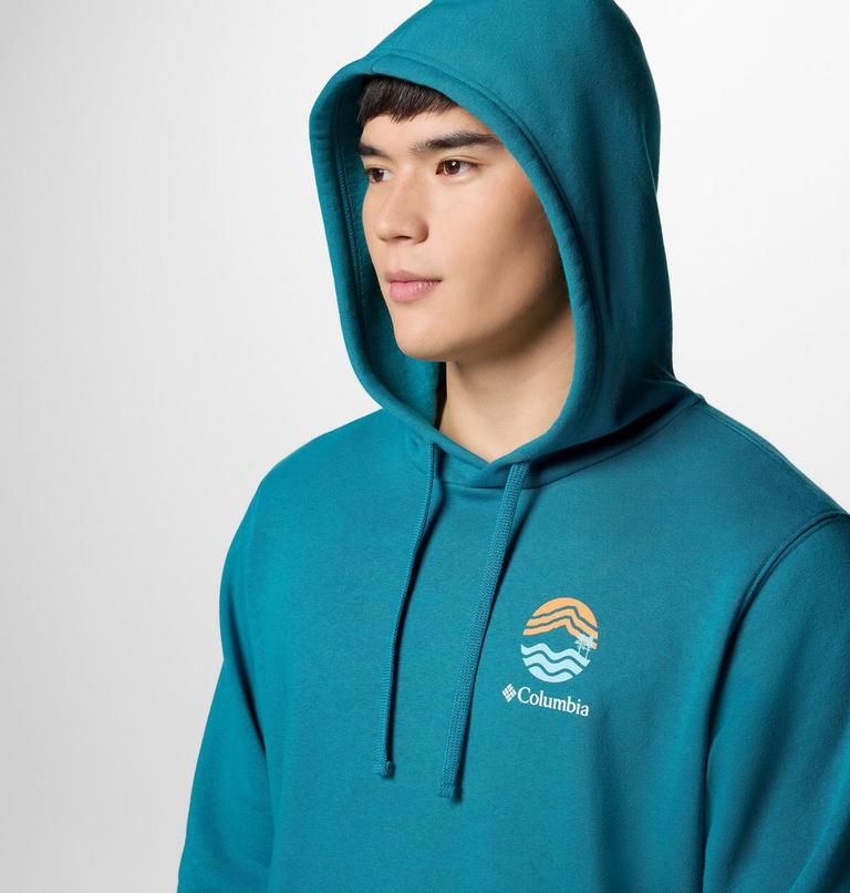 Men's Columbia Trek Graphic Hoodie, Color: River Blue, Circular Linescape, image 4